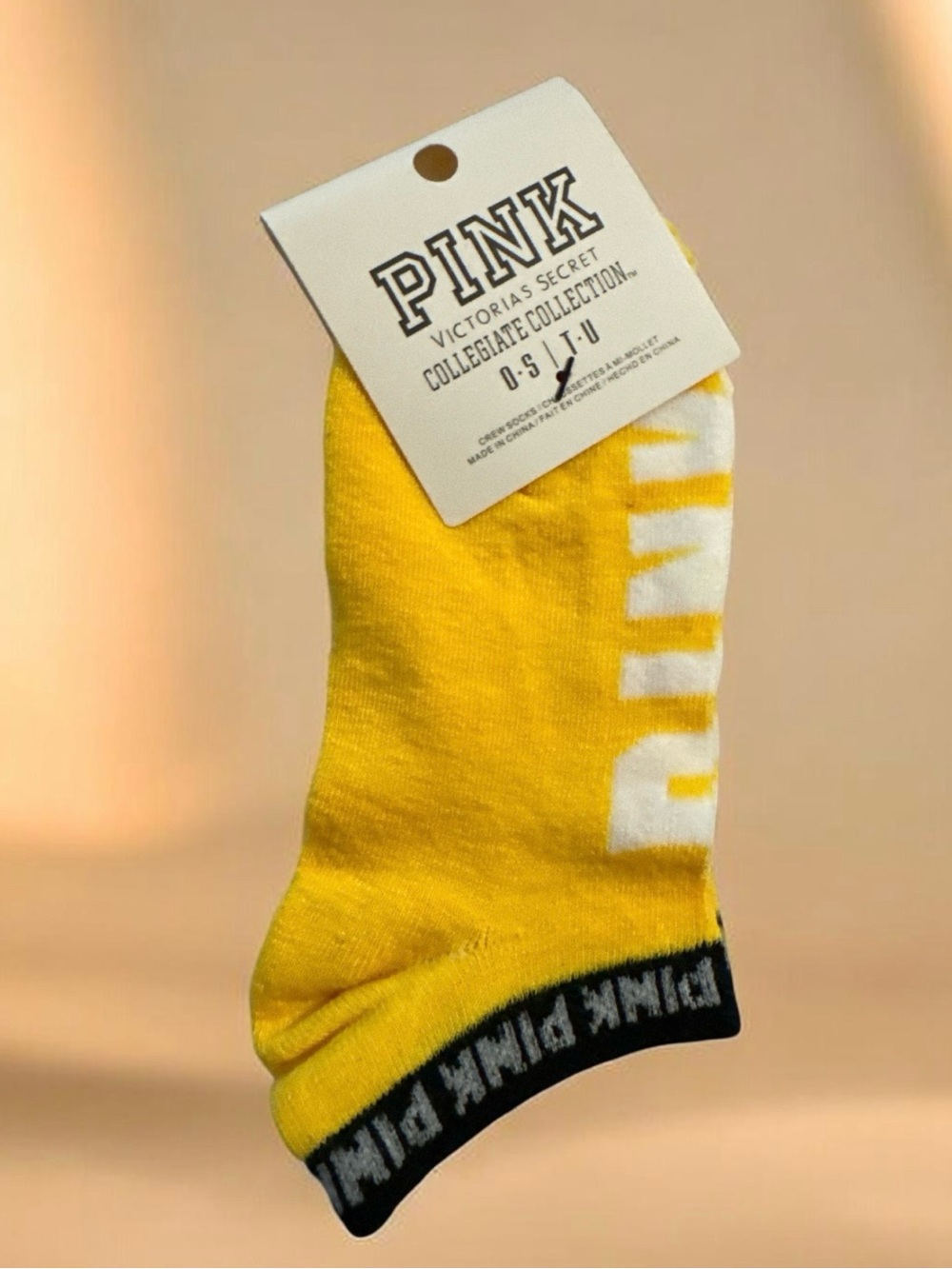 PINK Victoria's Secret Yellow & White Low-Cut Athletic Sock